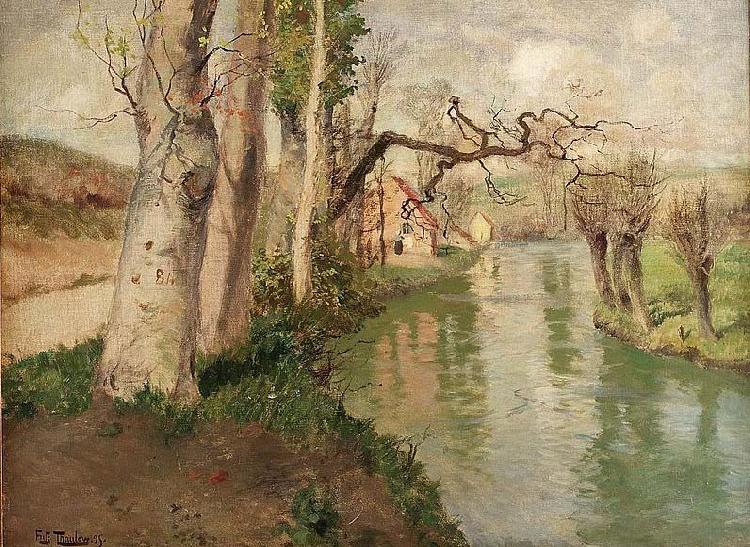 Frits Thaulow Fra Dieppe med elven Arques oil painting picture
